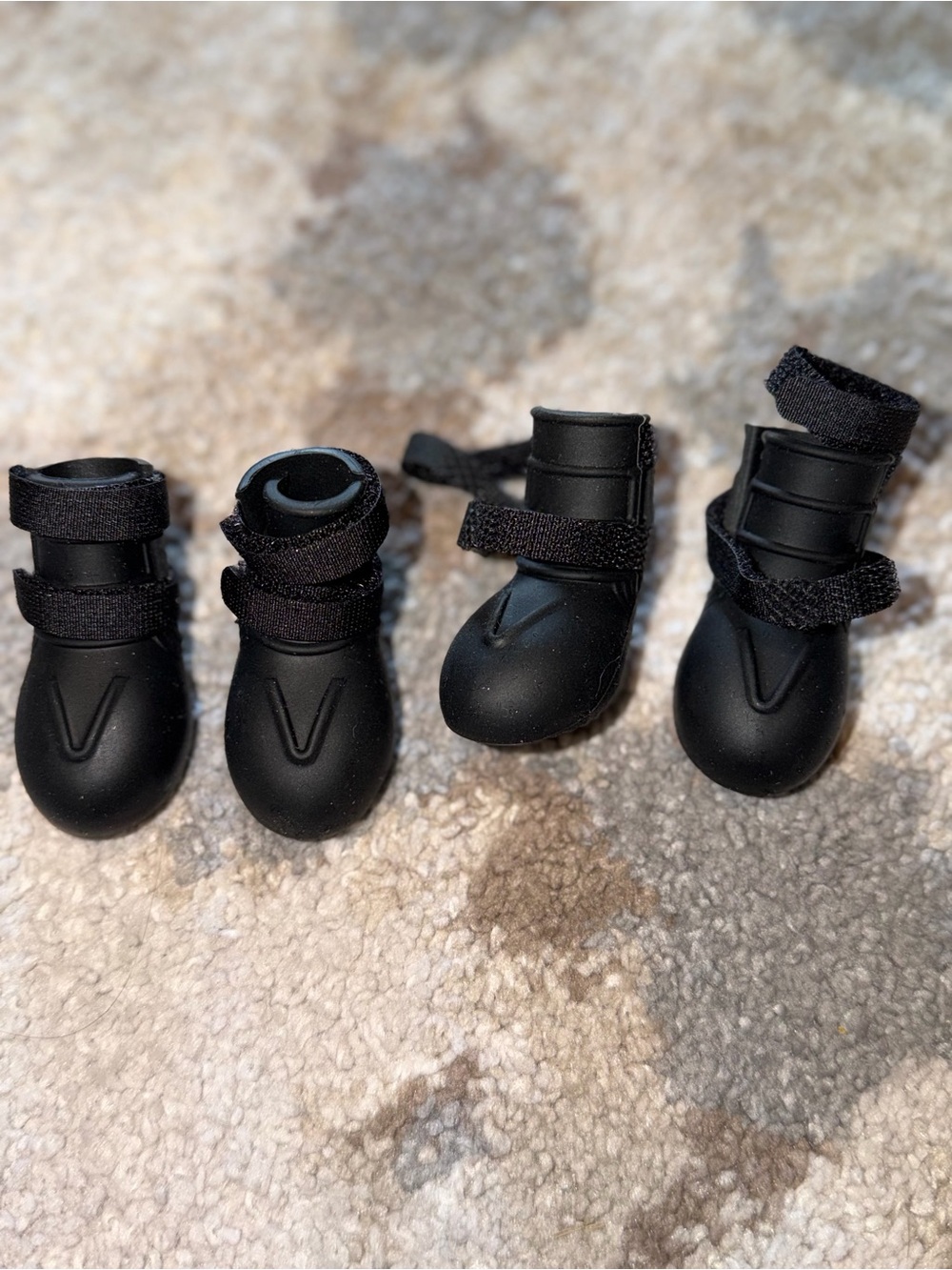 Set of 4 Small Black Dog Boots with Hook-and-Loop Straps XS